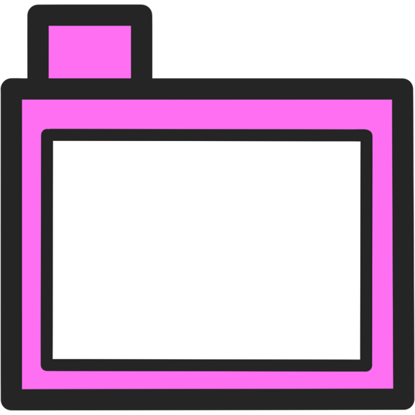 a symbol of a pink folder with a large white label on the front.